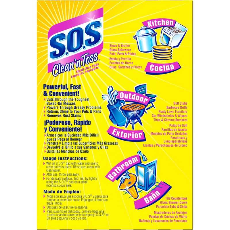 S.O.S Clean n Toss Steel Wool Soap Pads  15 Count (Pack of 6) - Image 3